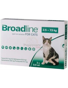 Broadline solução Spot-on contra pulgas e carraças 2.5-7.5 Kg
