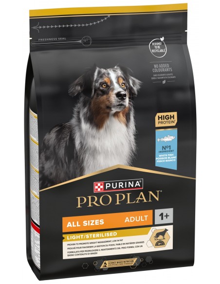 Pro Plan Cão Optiweight Adulto Light/Sterilised Peixe Branco 3 Kg