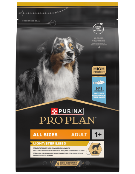 Pro Plan Cão Optiweight Adulto Light/Sterilised Peixe Branco 3 Kg