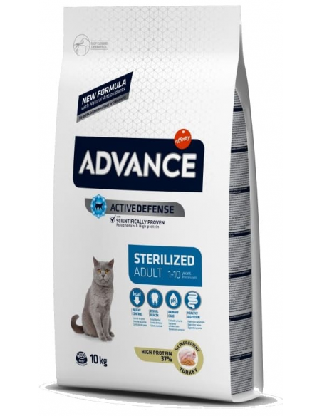 Advance Adulto Sterilised Peru e Cevada Alimento Seco Gato